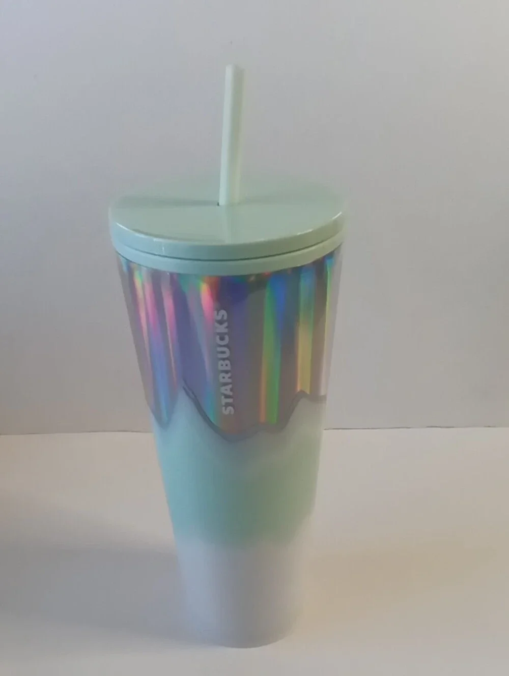 Starbucks 2020 Iridescent Rainbow Tumbler with Mint Accents 24oz